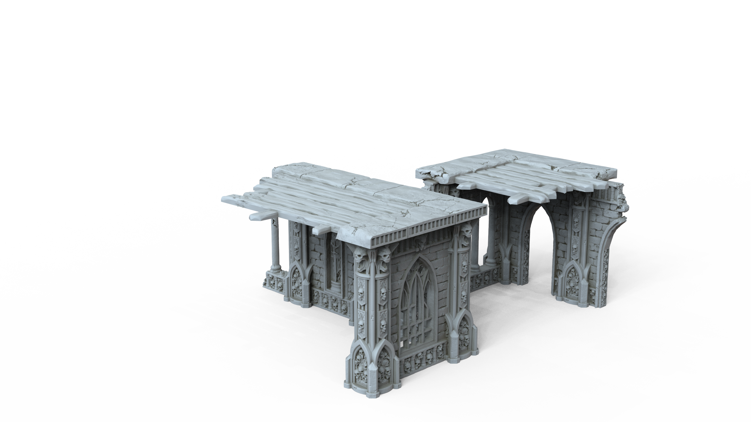 Grimdark Gothic Arcade Ruin 2-Storey Timber Floors 3D Printed Sci-Fantasy 28mm