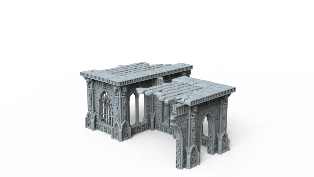 Grimdark Gothic Arcade Ruin 2-Storey Timber Floors 3D Printed Sci-Fantasy 28mm