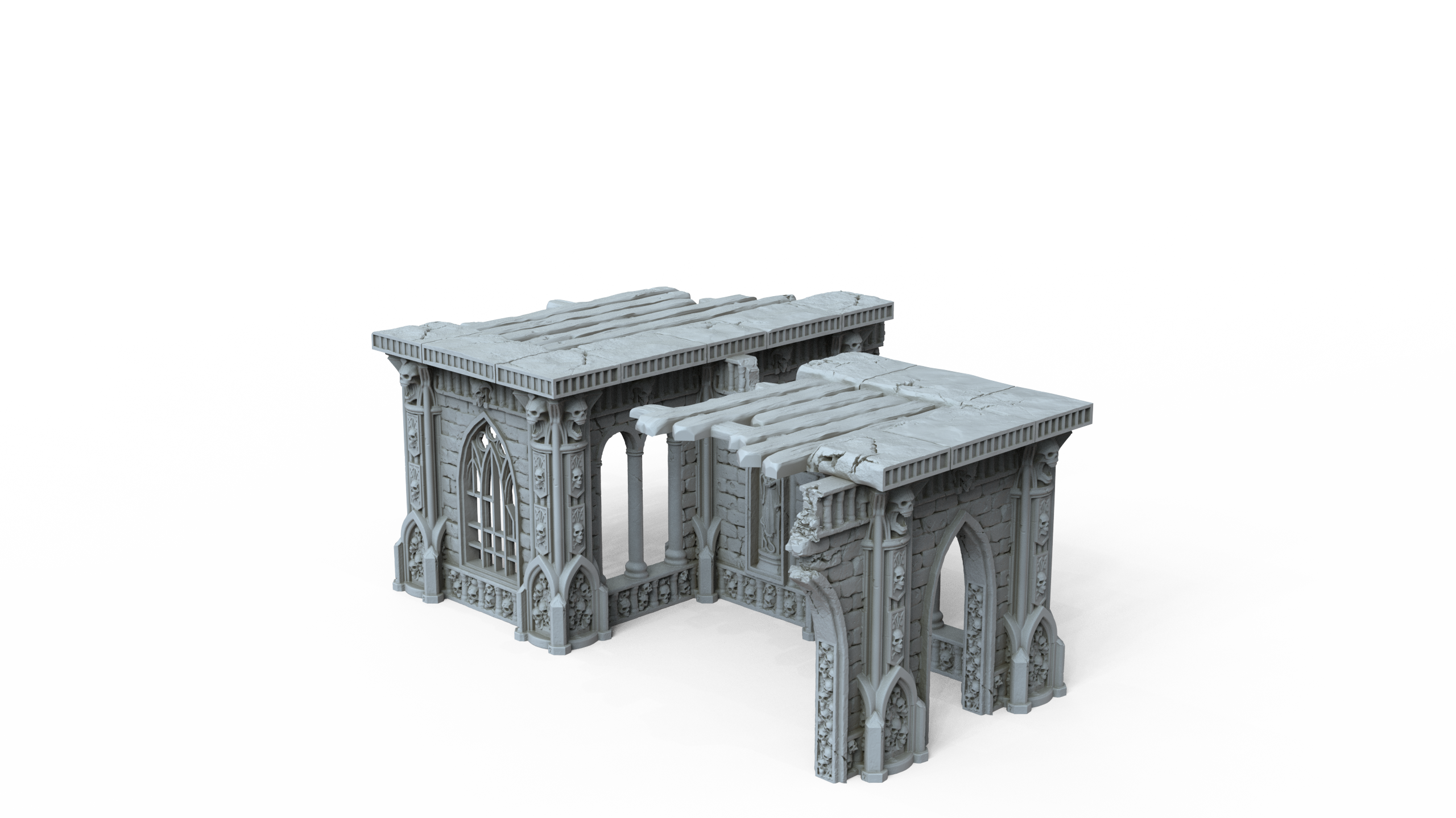 Grimdark Gothic Arcade Ruin 2-Storey Timber Floors 3D Printed Sci-Fantasy 28mm