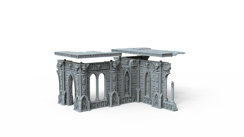 Grimdark Gothic Arcade Ruin 2-Storey Timber Floors 3D Printed Sci-Fantasy 28mm