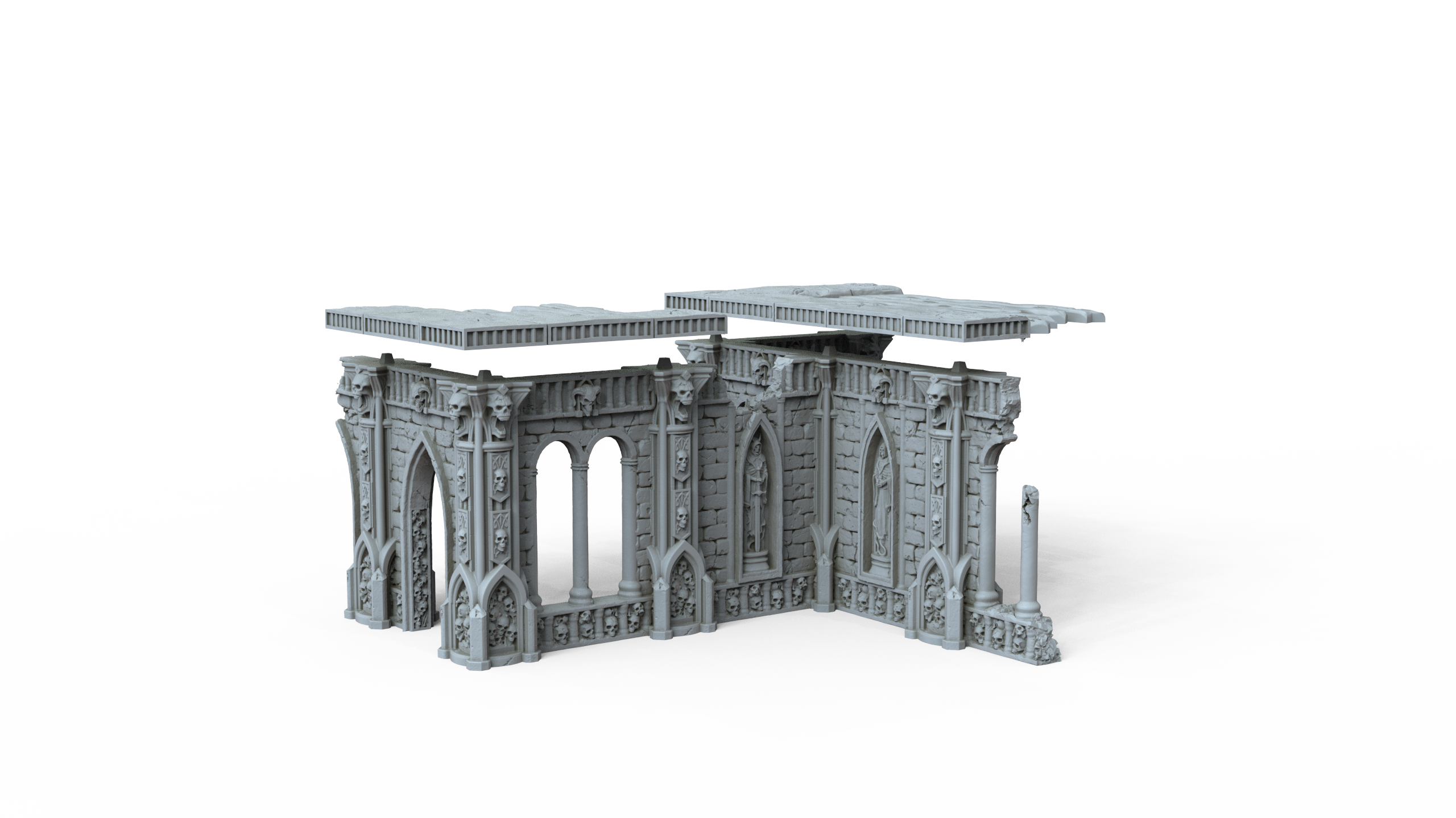 Grimdark Gothic Arcade Ruin 2-Storey Timber Floors 3D Printed Sci-Fantasy 28mm